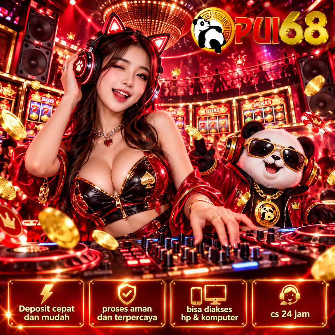 PUI68: DJ dengan headset dan maskot panda di panggung merah